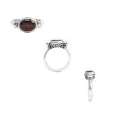 Sterling Silver beautiful ring with Garnet Quartz handcrafted in Bali, Indonesia with intricate silverwork
